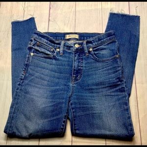 Madewell Jeans Womens 28 High Rise Skinny Crop Distressed Raw Hem Stretch 27x26